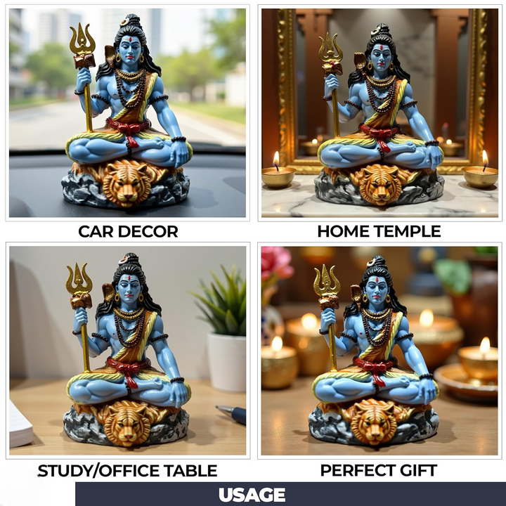Karigaari India Shiva Idol for Car Dashboard Mini Mahadev Murti Decora