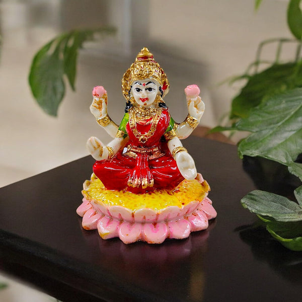Vibrant Resin Goddess Lakshmi Statue  | Colorful Laxmi Idol for Prosperity, Pooja & Auspicious Gifting