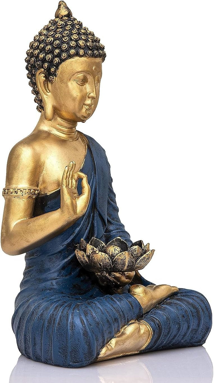 Resin Buddha Statue for Home Decor Meditating Buddha Idol for Living Room, Office & Spiritual Gifting Peaceful Zen Showpiece - Karigaari India Aesthetic Home Decor