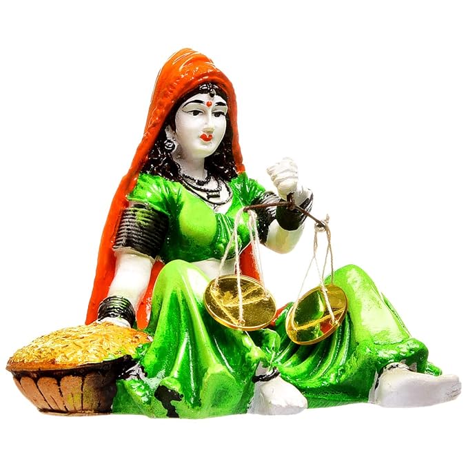 Karigaari Rajasthani Lady with Taraju Resin - Karigaari India Aesthetic Home Decor