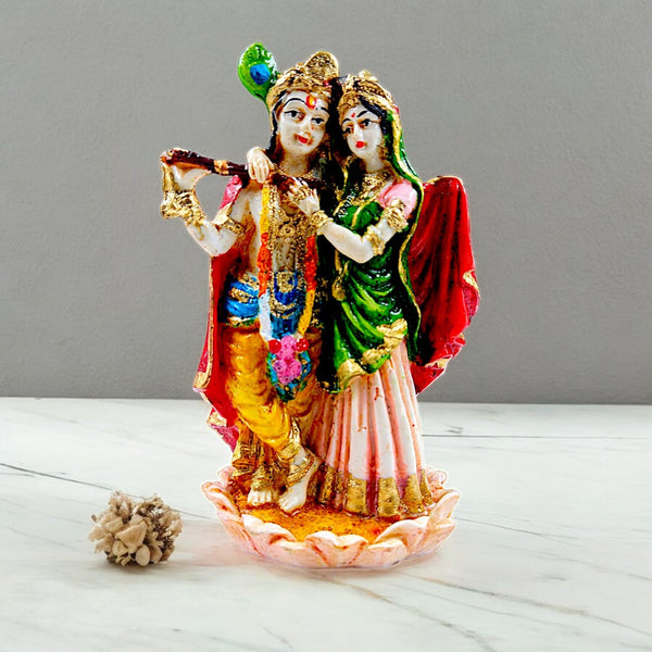Divine Radha Krishna Standing Statue  | Vibrant Resin Idol for Eternal Love, Home Decor & Spiritual Gifting