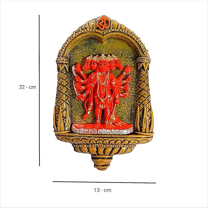 Wall Mounted Panchmukhi Hanuman Idol - Karigaari India Aesthetic Home Decor
