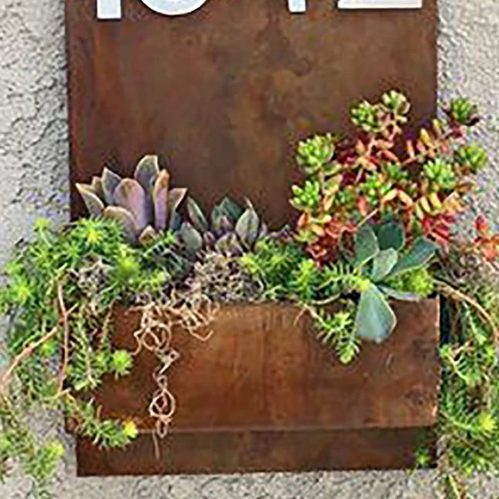 Brown Wooden Planter Number Plate for Outdoor Home - Karigaari India Aesthetic Home Decor