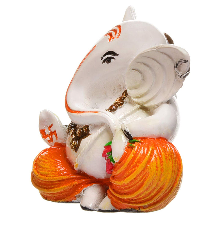 Peaceful Ganesha Seated: Handcrafted Resin Statue - Comfort & New Beginnings - Karigaari India Aesthetic Home Decor