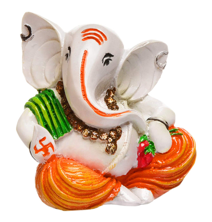 Peaceful Ganesha Seated: Handcrafted Resin Statue - Comfort & New Beginnings - Karigaari India Aesthetic Home Decor