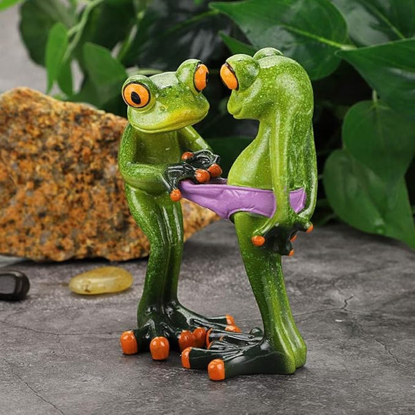 Funny Frog Figurine Resin Decor - Quirky Gift