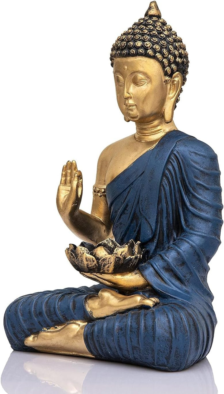 Resin Buddha Statue for Home Decor Meditating Buddha Idol for Living Room, Office & Spiritual Gifting Peaceful Zen Showpiece - Karigaari India Aesthetic Home Decor