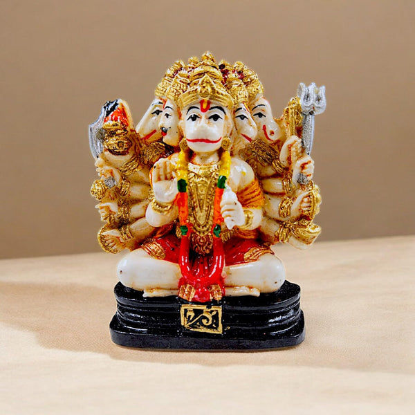 Powerful Panchmukhi Hanuman Statue  | Vibrant Resin Five-Faced Bajrangbali Idol for Protection, Strength & Home Blessings