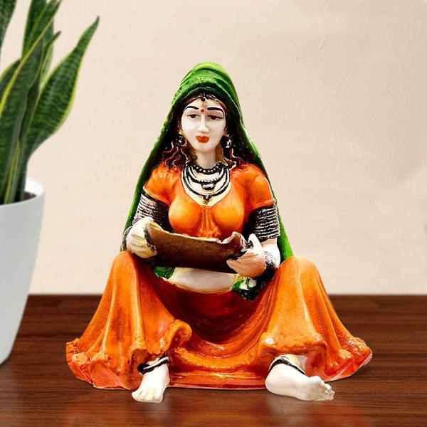 Handcafted Rajasthani Lady with Supda Polyresine Showpiece for Home Decor