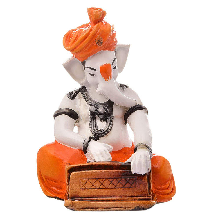 Musician Ganesha Idol with Harmonium Resin Decorative Ganpati Statue for Home Decor & Festive Gifts - Karigaari India Aesthetic Home Decor