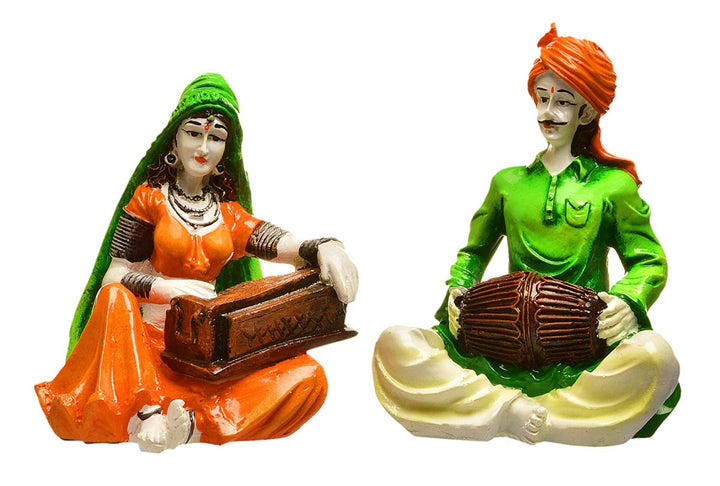 Indian Musical Pair Figurine Set - Home Decor - Karigaari India Aesthetic Home Decor
