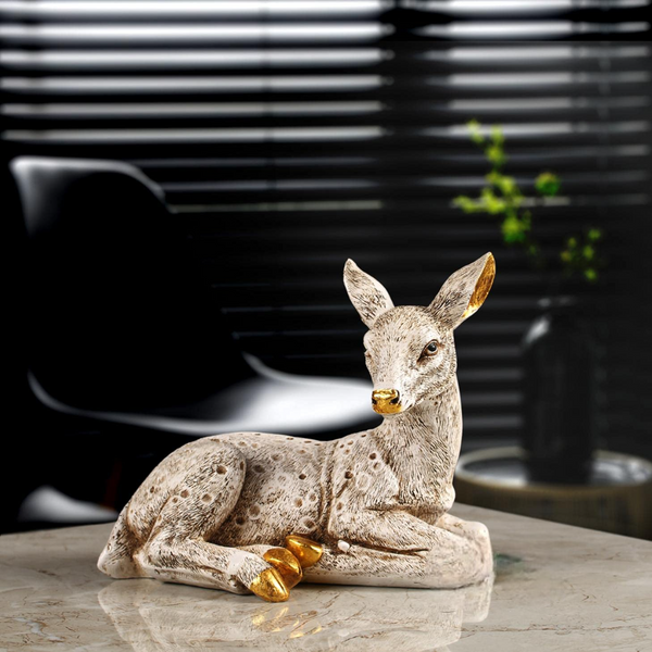 Elegant Resin Deer Figurine – Stylish Decorative Showpiece for Living Room, Office & Gifting | Premium Home Decor Sculpture