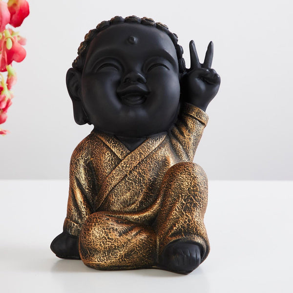 Good Vibes Buddha Statue: Resin Laughing Buddha for Prosperity & Peace