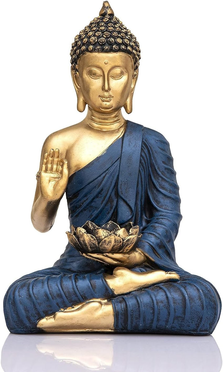 Resin Buddha Statue for Home Decor Meditating Buddha Idol for Living Room, Office & Spiritual Gifting Peaceful Zen Showpiece - Karigaari India Aesthetic Home Decor