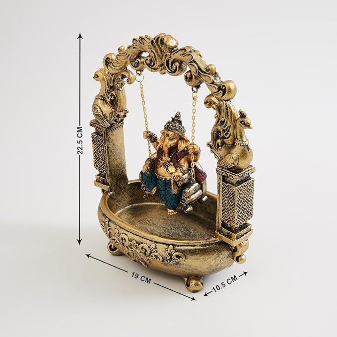 Ganesha on Swing Resin Idol - Auspicious - Karigaari India Aesthetic Home Decor
