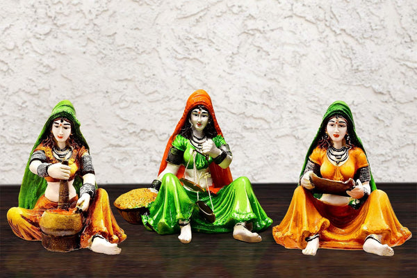 Traditions of Rajasthani : Set of 3 Ladies Doing Different Activities