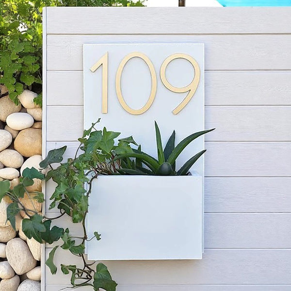 White Planter Number Plate for Home Decoration - Karigaari India Aesthetic Home Decor
