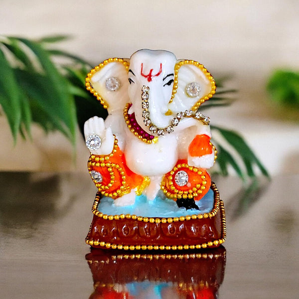 Divine Resin Ganesha Car Dashboard Idol  | Auspicious Ganpati Statue for Safe Travels, Blessings & Home Decor
