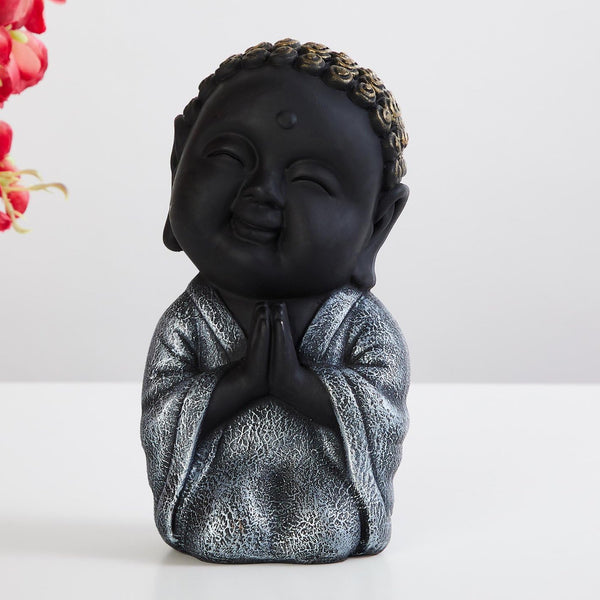 Serene Praying Buddha Idol  - Peaceful Resin Statue for Home & Gifting