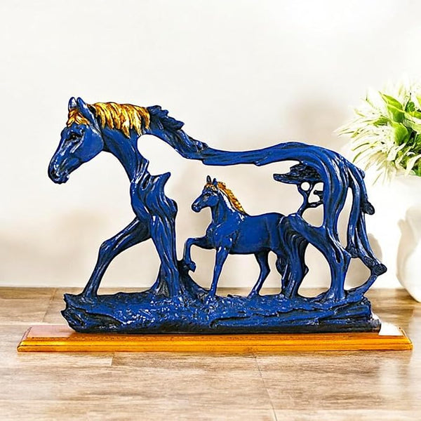 Majestic Blue Resin Horse Showpiece Decor - Karigaari India Aesthetic Home Decor