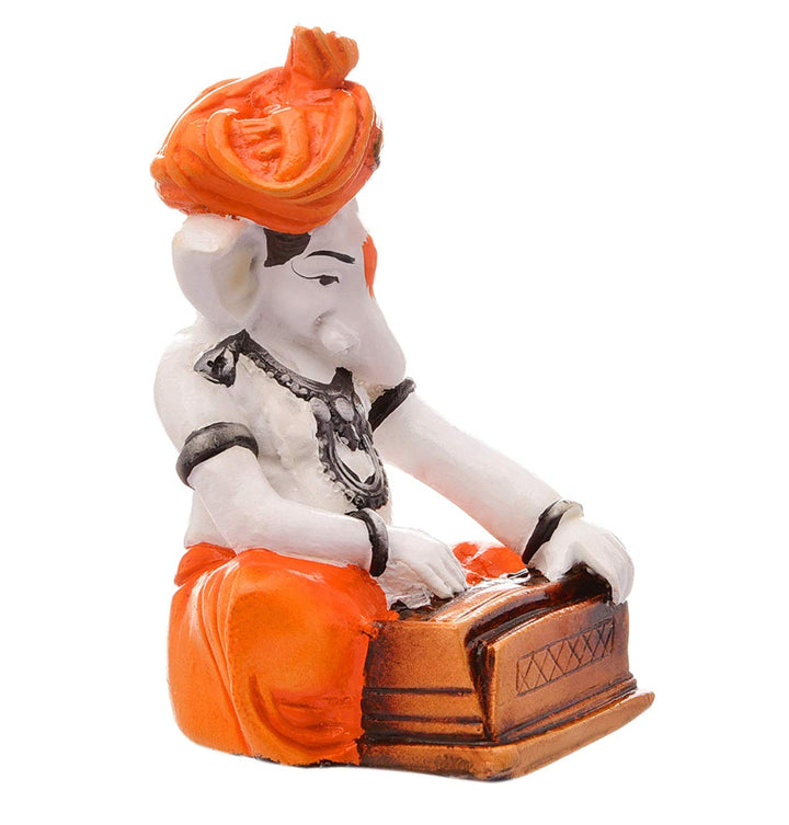Musician Ganesha Idol with Harmonium Resin Decorative Ganpati Statue for Home Decor & Festive Gifts - Karigaari India Aesthetic Home Decor