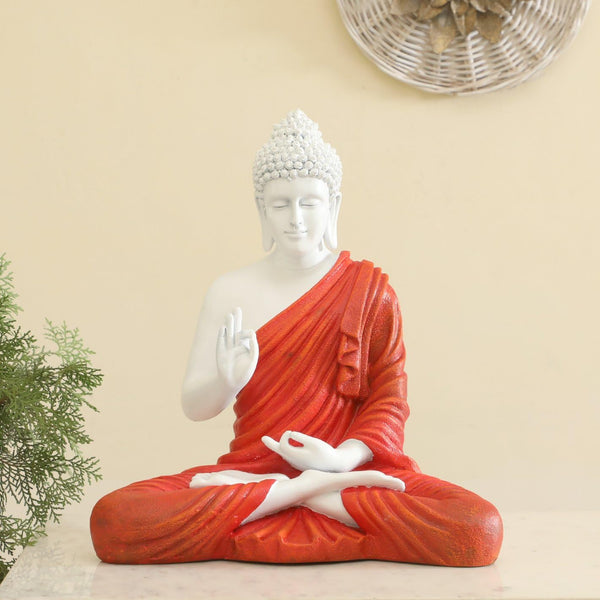 Zen Meditating Buddha Statue Black & Grey Resin Idol - Karigaari India Aesthetic Home Decor