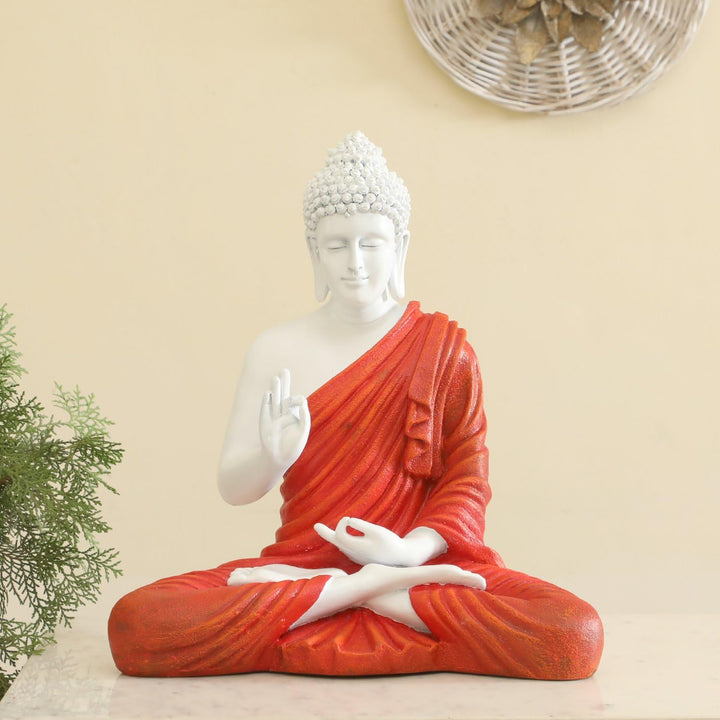 Zen Meditating Buddha Statue Black & Grey Resin Idol - Karigaari India Aesthetic Home Decor
