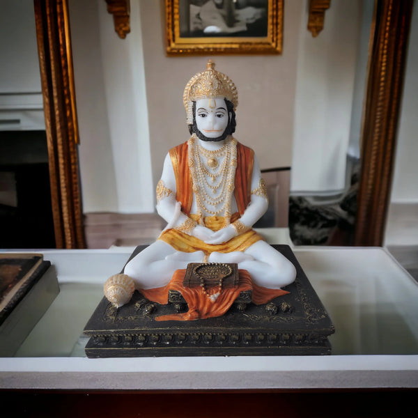 Karigaari India Resin Hanuman Figurine  | Handcrafted Lord Hanuman Idol for Home Decor, Pooja Room & Office | Spiritual Strength & Devotion Statue