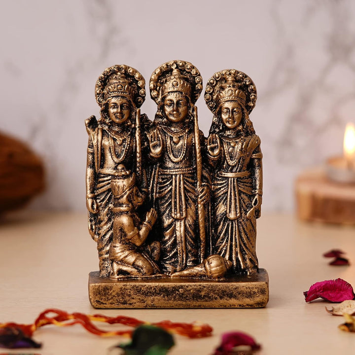 Mini Bronze Ram Darbar Idol Set - Karigaari India Aesthetic Home Decor