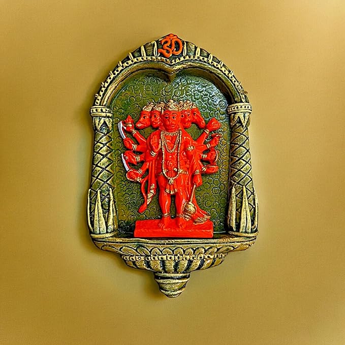 Wall Mounted Panchmukhi Hanuman Idol - Karigaari India Aesthetic Home Decor