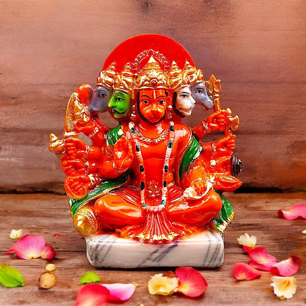 Panchmukhi Hanuman Idol - Powerful Resin Statue for Strength, Protection & Home Blessings