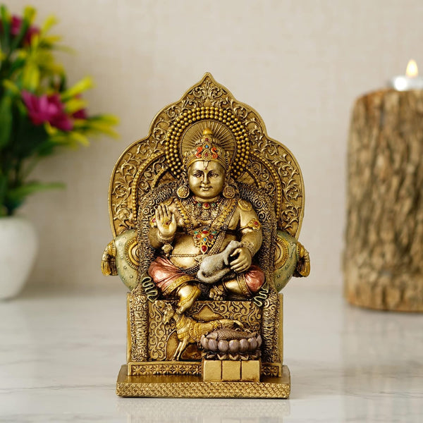 Auspicious Golden Lord Kuber Statue  | Divine God of Wealth Idol for Prosperity, Abundance & Financial Harmony | Vastu Home Office Decor & Spiritual Gift