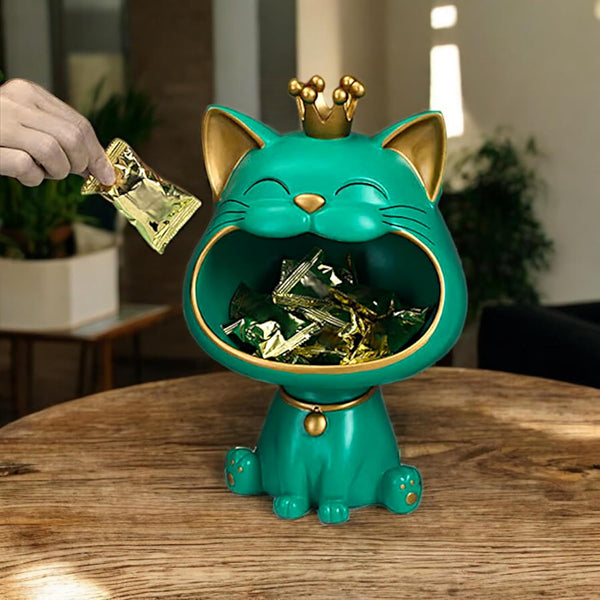 Elegant Resin Cat Figurine Stand for Home Décor & Gifting – Stylish Decorative Showpiece for Living Room, Office & Shelves