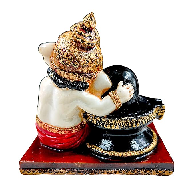 Ganesha Idol with Shiva Lingam Resin - Karigaari India Aesthetic Home Decor