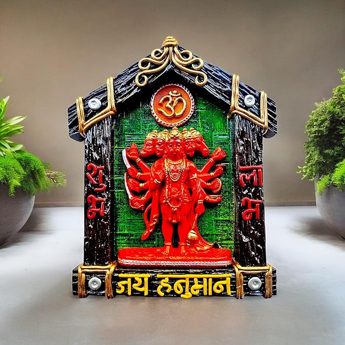 Hanuman Idol Resin Frame Wall Decor - Karigaari India Aesthetic Home Decor