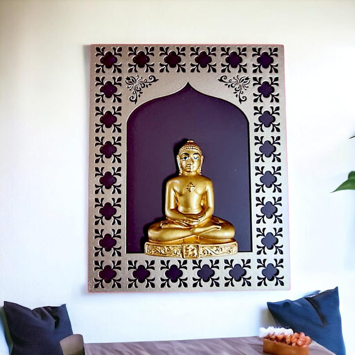 Wooden Mahavir Jain God Wall Hanging for Home Decor - Karigaari India Aesthetic Home Decor
