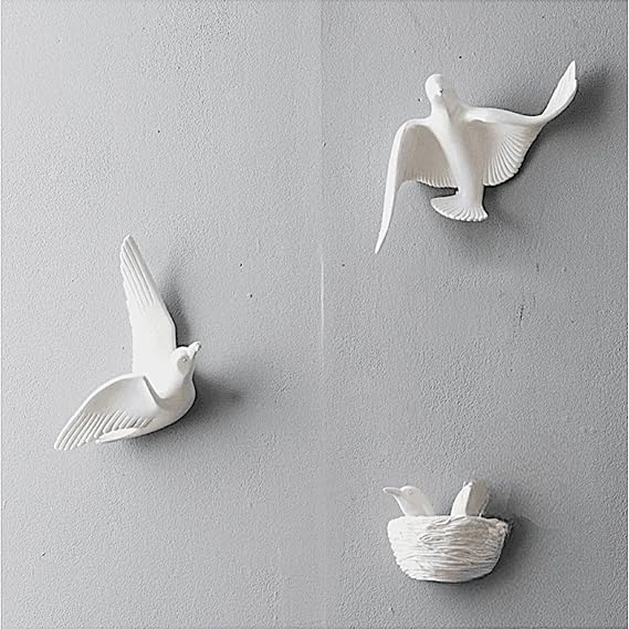 White Dove Wall Decor  - Minimalist Flying Bird Set - Karigaari India Aesthetic Home Decor