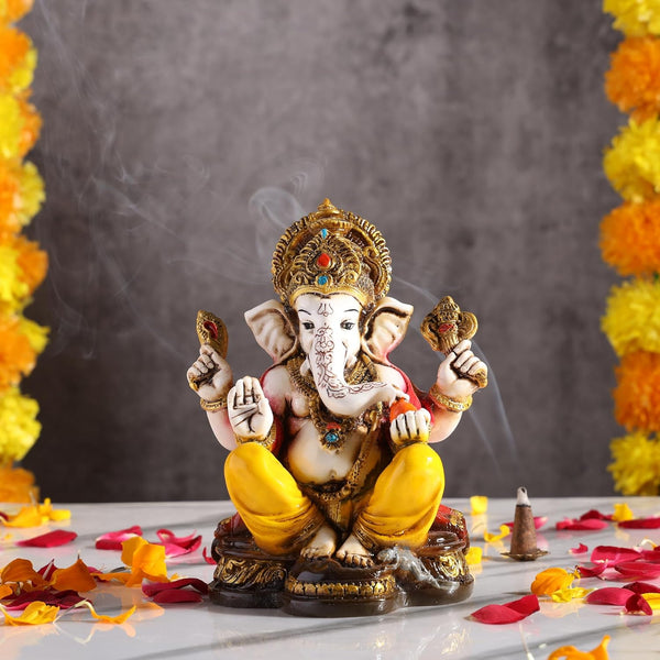 Radiant Colorful Ganesha Idol  - Auspicious Resin Statue for Prosperity & Festive Decor