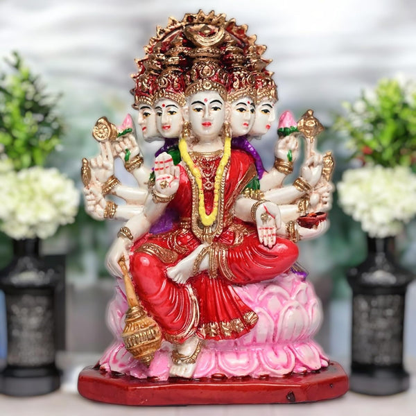 Multifaced Resin Devi Idol Sitting on Lotus | Divine Hindu Goddess Statue for Home Decor & Spiritual Gifts