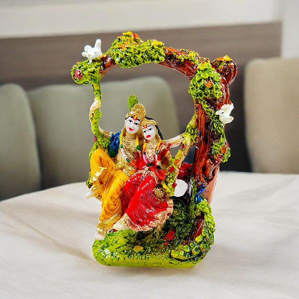 Divine Radha Krishna Swing Statue | Vibrant Resin Idol for Love, Harmony, Home Decor & Spiritual Gifting