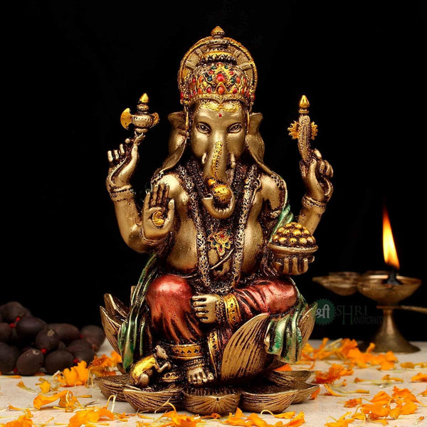 Elegant Lord Ganesha Figurine – Premium Resin Ganpati Idol for Home Décor, Office & Spiritual Gifting | Decorative Showpiece