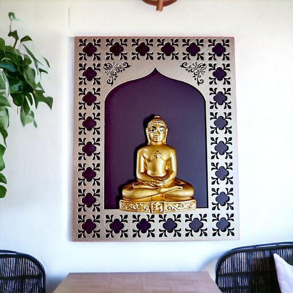 Wooden Mahavir Jain God Wall Hanging for Home Decor - Karigaari India Aesthetic Home Decor