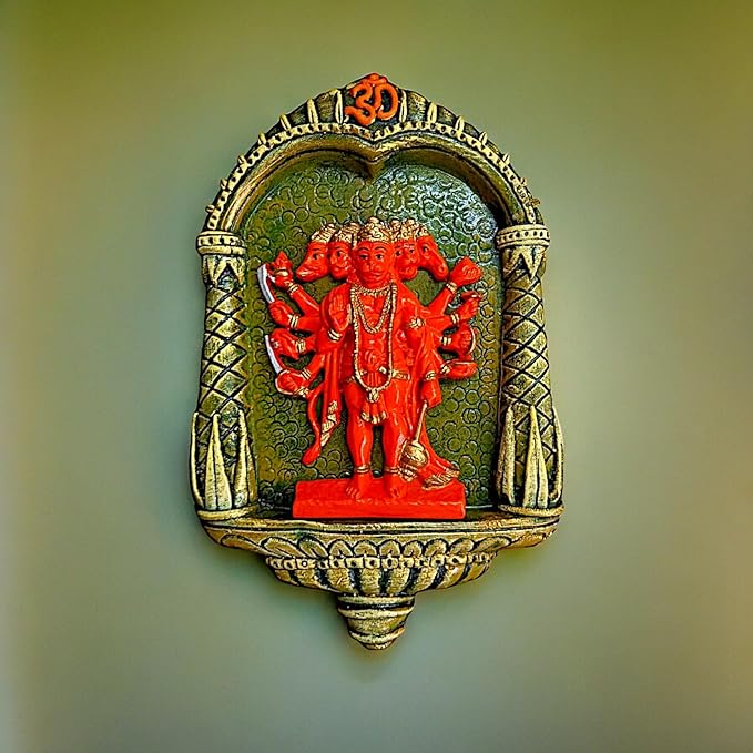 Wall Mounted Panchmukhi Hanuman Idol - Karigaari India Aesthetic Home Decor