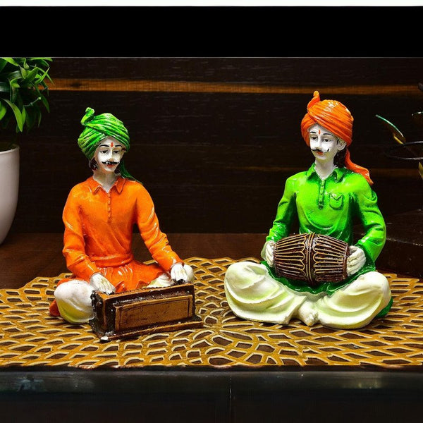 Traditions of Rajasthani : Man Playing Dholak & Harmonium for Home Decor