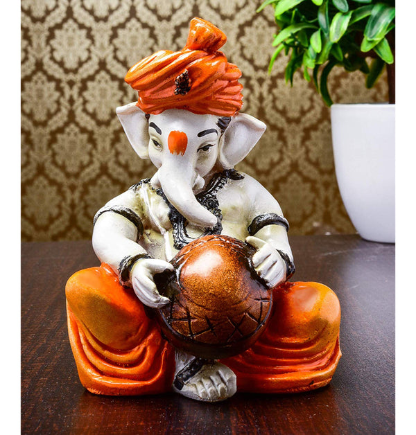 Resin Ganesha Playing Tabla - Symbol of Music & Auspiciousness