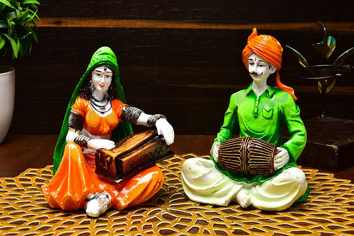 Indian Musical Pair Figurine Set - Home Decor - Karigaari India Aesthetic Home Decor