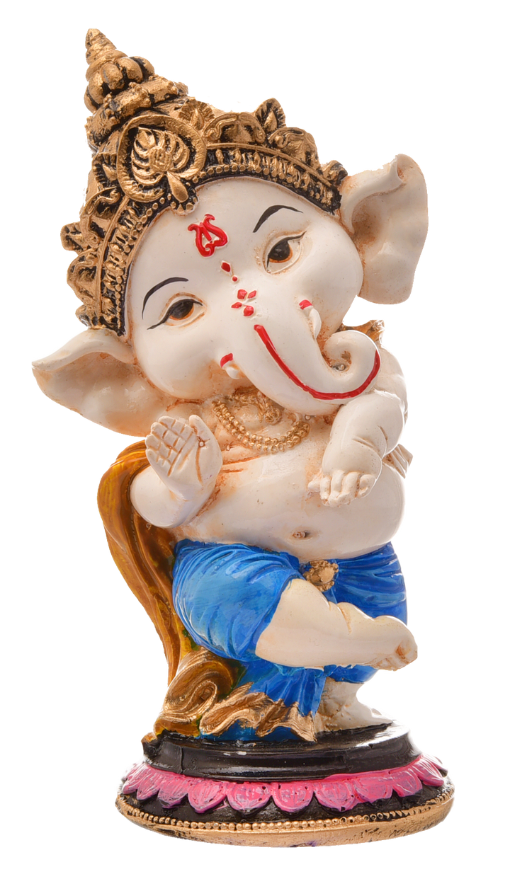 Joyful Dancer Ganesha: Handcrafted Resin Statue on Pedestal - Blessings & Celebration - Karigaari India Aesthetic Home Decor