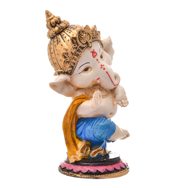 Joyful Dancer Ganesha: Handcrafted Resin Statue on Pedestal - Blessings & Celebration - Karigaari India Aesthetic Home Decor