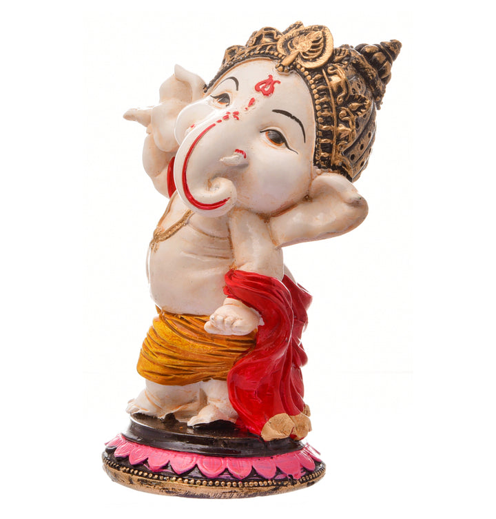 Graceful Ganesha: Handcrafted Resin Standing Statue - Blessings & New Beginnings - Karigaari India Aesthetic Home Decor