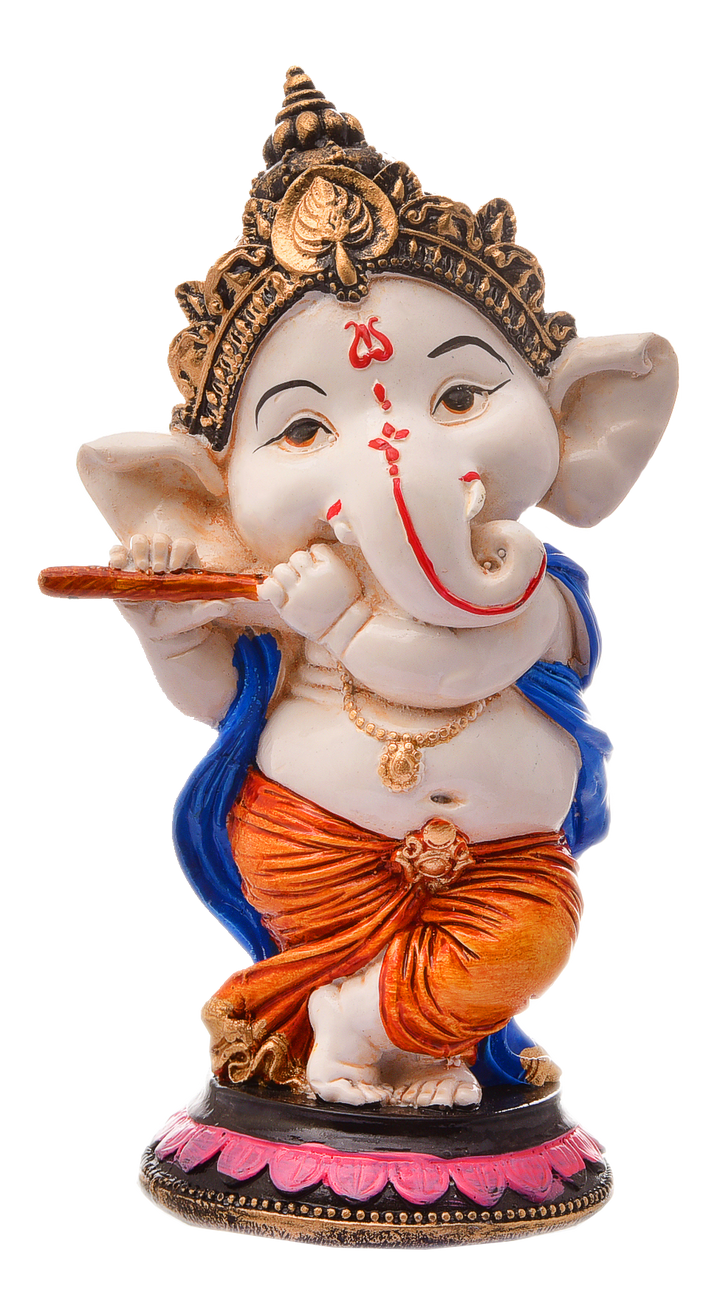 Melodic Ganesha: Resin Flute Playing Idol - Auspicious Home Decor & Gift - Karigaari India Aesthetic Home Decor